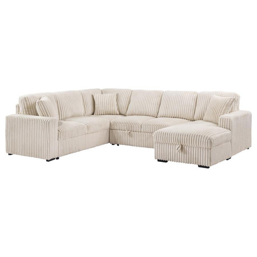 Devonshire - Right Chaise With Storage & 1 Piece Pillow, Box 3 of 3 - Camel