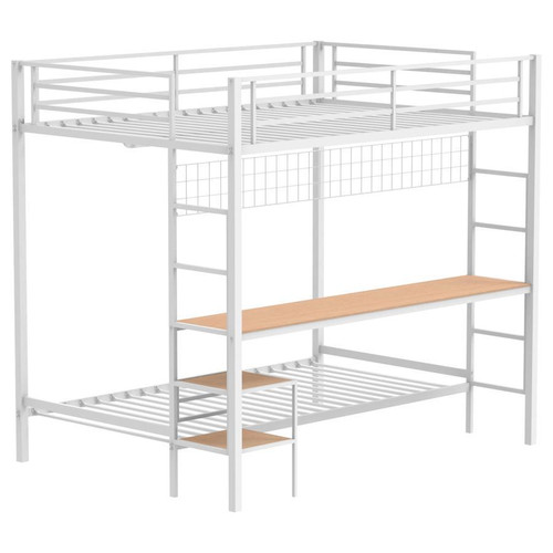 Campus - Full over Twin Posts, Front & Rear Guard Rails, Ladder, tube For Part Shelf, Box 1 of 2 - Matte White