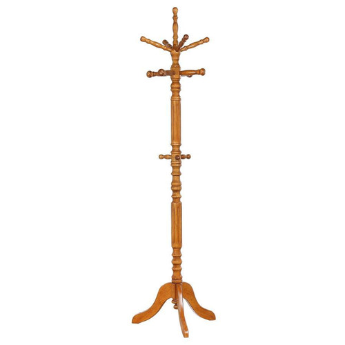 Achelle - 11 Hook Freestanding Coat Rack Hat Hanger - Golden Brown