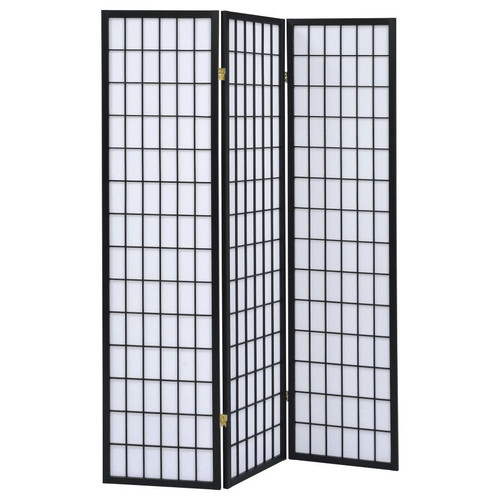 Carrie - 3-Panel Room Divider Folding Shoji Screen - Black