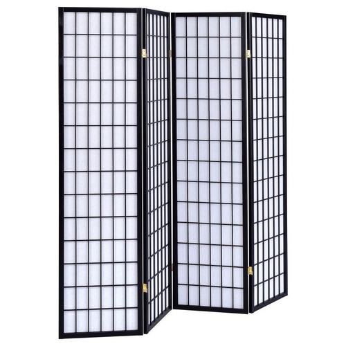 Roberto - 4-Panel Room Divider Folding Shoji Screen - Black