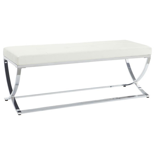 Walton - Leatherette Upholstered Tufted Accent Bench - White