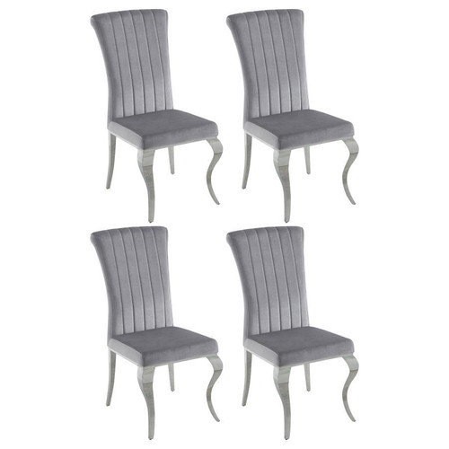 Betty - Velvet Upholstered Dining Side Chair (Set of 4) - Gray And Chrome