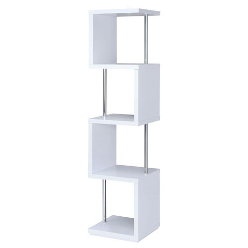 Baxter - 4-Shelf Bookshelf - White And Chrome