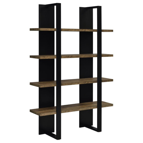 Danbrook - 4-Shelf Bookshelf - Black And Aged Walnut