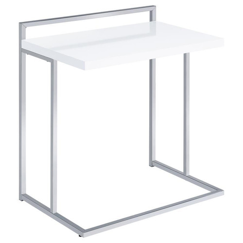 Dani - Rectangular C-Shaped Sofa Side Table - White High Gloss