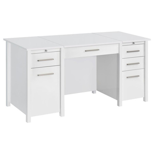 Dylan - 4-Drawer Lift Top Office Desk - White High Gloss