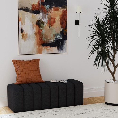 Summer - Fabric Upholstered Tufted Accent Bench - Charcoal