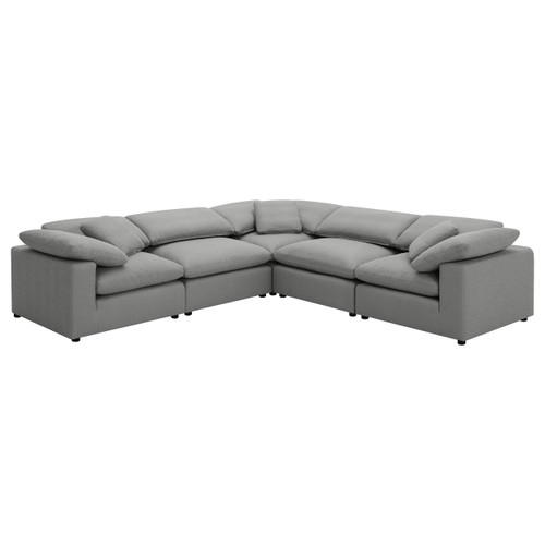 Raleigh - 5 Piece Boucle Upholstered Modular Sectional - Gray