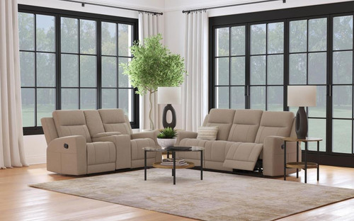 Brentwood - 2 Piece Upholstered Reclining Sofa Set - Taupe