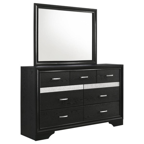 Miranda - 7-Drawer Dresser With Mirror - Black