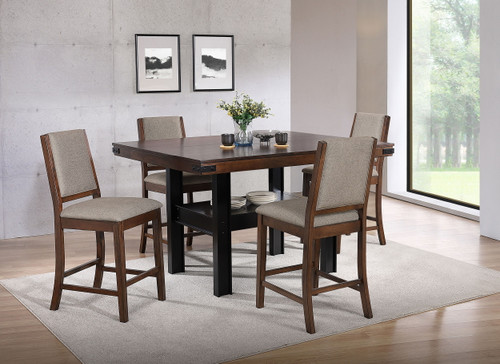 Patterson - 5 Piece Counter Height Dining Set - Mango Oak
