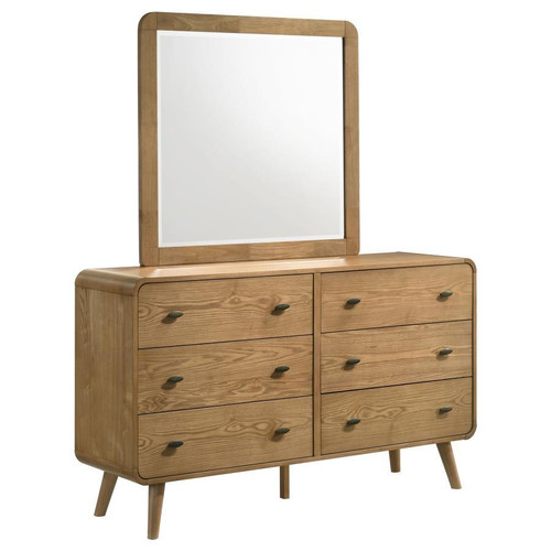 Robyn - 6-Drawer Bedroom Dresser And Mirror - Light Ash