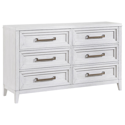 Marielle - 6-Drawer Bedroom Dresser - Distressed White
