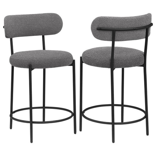 Viola - Boucle Upholstered Counter Chair (Set of 2) - Gray