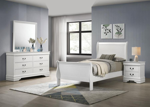 Louis Philippe - 4 Piece Twin Bedroom Set - White