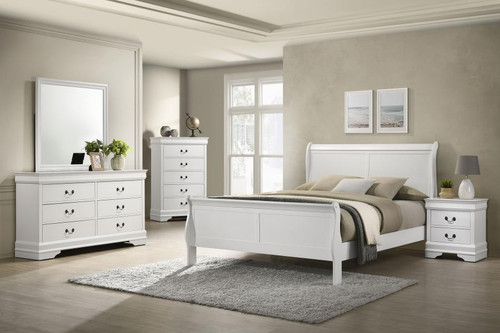 Louis Philippe - 5 Piece Queen Bedroom Set - White