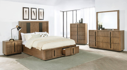 Terrace - 5 Piece Eastern King Bedroom Set - Ash Brown