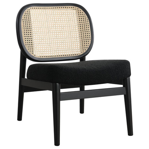 Rayo - Rattan Cane Back Accent Chair With Padded Seat - Black
