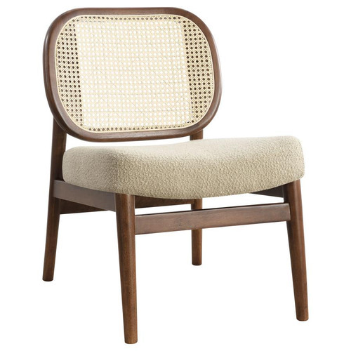 Rayo - Rattan Cane Back Accent Chair With Padded Seat - Camel