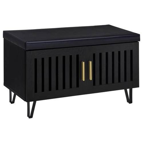 Brixton - 2-Door Padded Entryway Shoe Storage Bench - Black