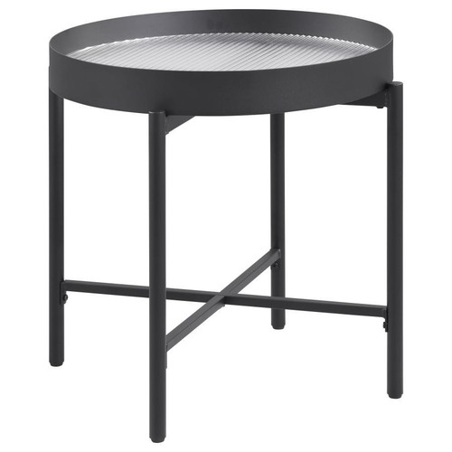 Ozella - Round End Side Table With Recessed Top Sandy - Black