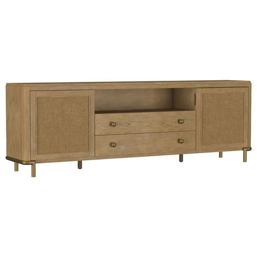 Arini - Rattan Cane 2-Door TV Stand Media Console - Sand Wash