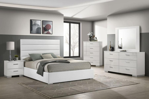 Felicity - 5 Piece Eastern King Bedroom Set - White High Gloss