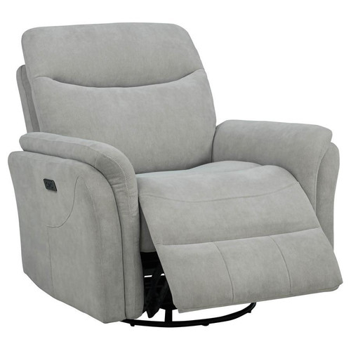 Adler - Upholstered Power Swivel Glider Recliner - Ivory