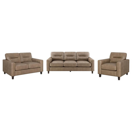 Scotland - 3 Piece Faux Leather Upholstered Sofa Set - Brown