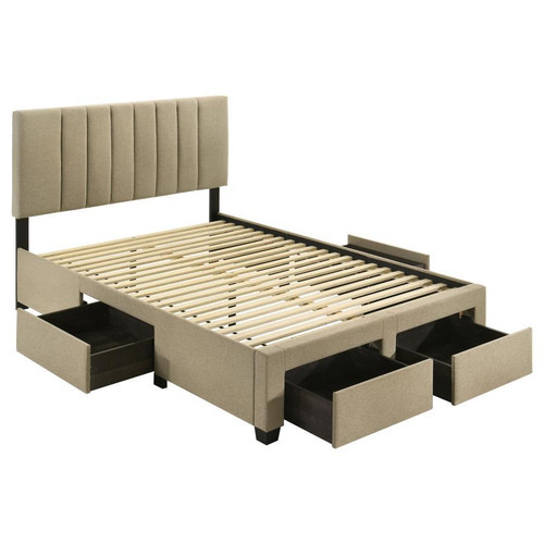 Wheatland - 4-Drawer Upholstered Full Storage Bed - Light Brown
