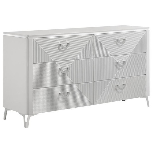 Cassia - 6-Drawer Bedroom Dresser Cabinet - White High Gloss