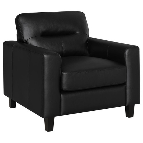 Scotland - Faux Leather Upholstered Track Arm Chair - Black