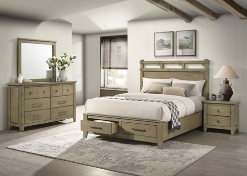 Hazlewood - 4 Piece Eastern King Storage Bedroom Set - Vineyard Oak