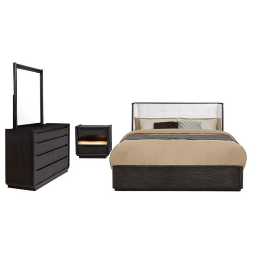 Leandro - 4 Piece Queen Bedroom Set - Burnished Black