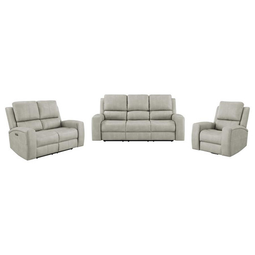 Brickston - 3 Piece Triple Power Reclining Sofa Set - Gray