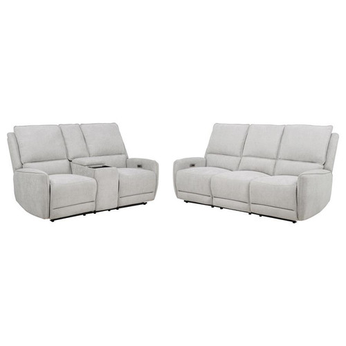 Sylmar - 2 Piece Chenille Power Reclining Sofa Set - Dove Gray