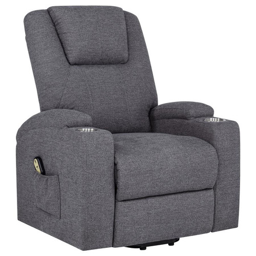 Louie - Chenille Upholstered Power Lift Massage Chair - Dark Gray