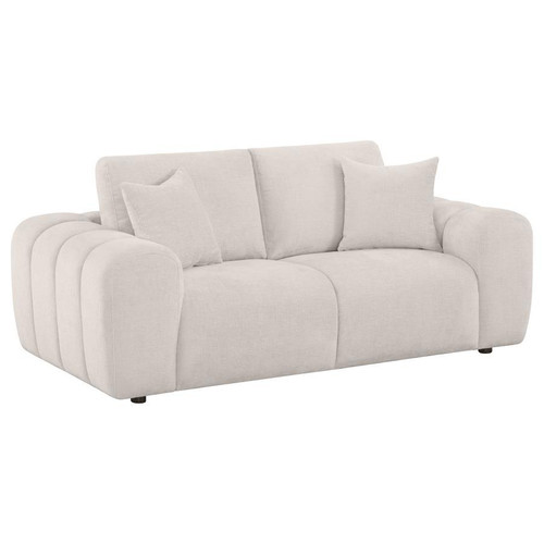 Burnett - Chenille Upholstered Wide Arm Loveseat - Ivory