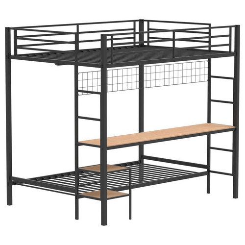Campus - Metal Full Over Twin Workstation Bunk Bed - Matte Black
