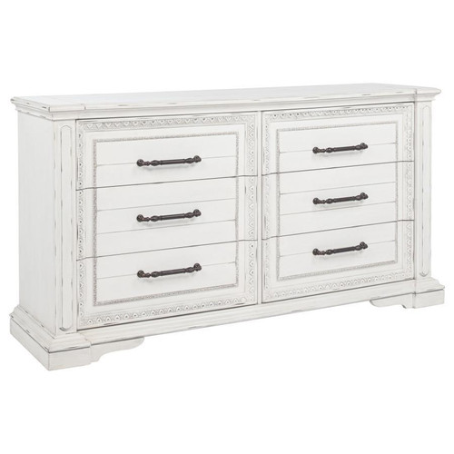 Mckinney - 6-Drawer Bedroom Dresser Cabinet - Vintage White