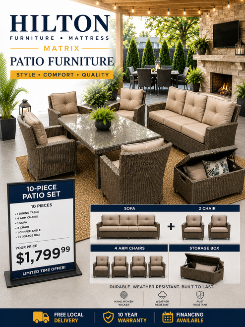 Patio set (Paris Jade)  1 Table  4 chairs ,1 sofa ,1 table, 1 chest , 2 chairs $1799.99