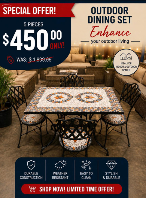 Outdoor Dining set 1 table 4 chairs  Last one  $450