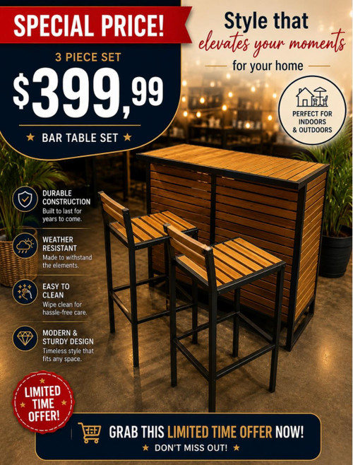 Bar table set 3 piece  Last one $399.99