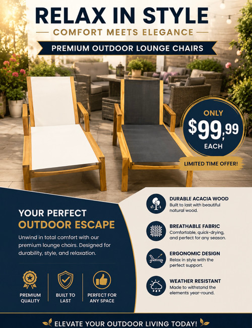 Outdoor lounge chair $99.99 Each - Limited Supply