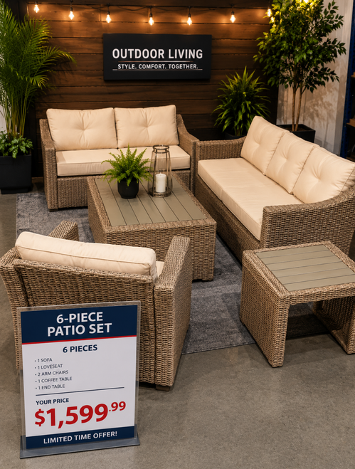 Patio set 1 Sofa ,1 Loveseat ,1 Arm chair ,1 Coffee table , 2 end tables,  Last one $1599.99