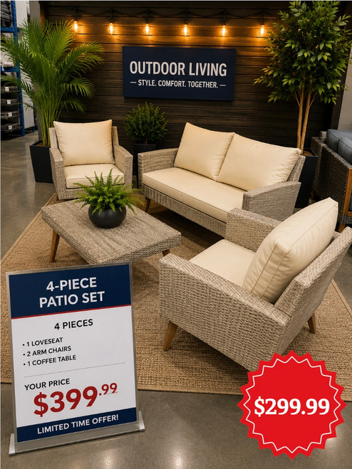 Outdoor set 1 loveseat 2 chairs 1 coffee table  SALE $299 Limited Supply