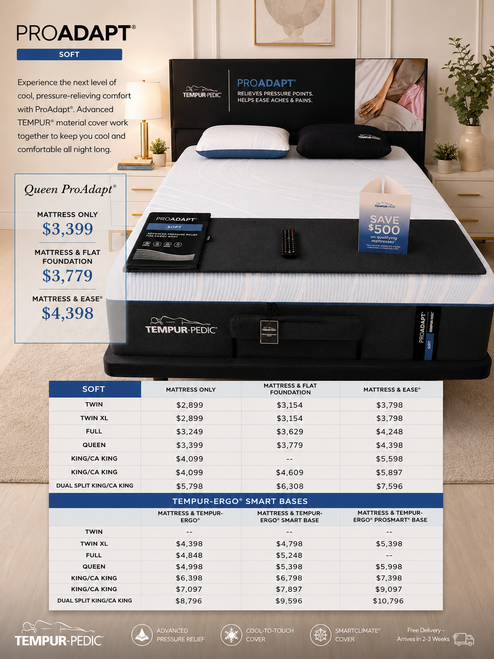 TEMPUR-ProAdapt Soft Mattress - Call 713-910-5977 for details