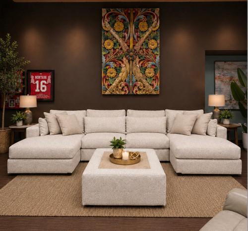 Snow Stone 5pc Sectional with Ottoman: $299.99