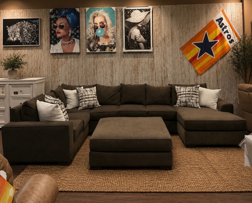Chocolate Brown 3pc Sectional with Pillows: Sectional - $2299.99 Ottoman - $599.99